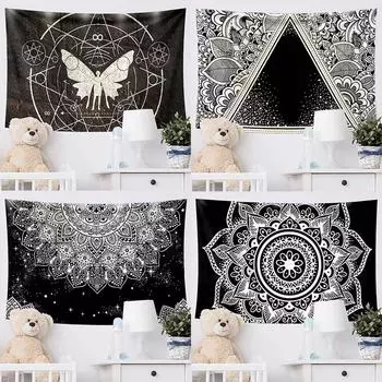 Главная Настенное украшение Гобелен Мандала Психоделический массив Подвесной тканевый гобелен для офиса Гостиная 100x75cm
