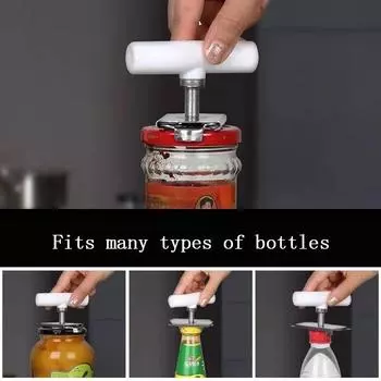 Главная Нержавеющая сталь Быстрая открывалка для бутылок Регулируемый консервный нож Стаканы Открывалка для банок Кухонные гаджеты белый