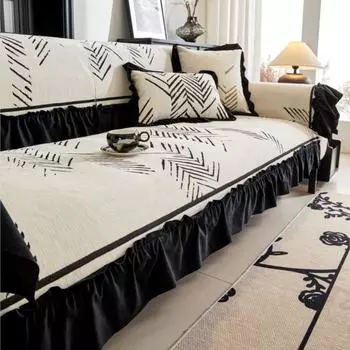 Главная Нескользящая подушка для дивана Чехлы для дивана Чехол из синели Узор «рыбья кость» Кружево Фунда Коврики для дивана 70X70cm 1pc