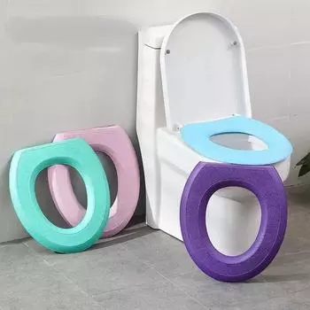 Главная Новое водонепроницаемое пенное сиденье для унитаза с теплым узором, однотонный узор, накладка на унитаз, мягкий унитаз, моющиеся аксессуары для ванной комнаты светло-розовый