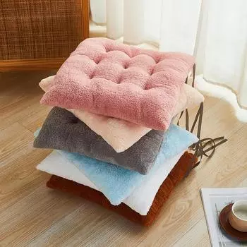Главная Обеденный стул Подушка Толстый теплый коврик Однотонный плюшевый подушка для сиденья Толстая подушка для стула серый