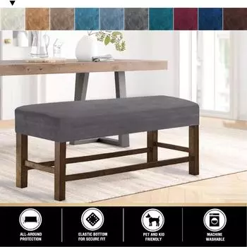 Главная Однотонный бархатный чехол для обеденного стула, утолщенный эластичный чехол для скамьи для фортепиано, съемный чехол для скамьи для декора спальни S