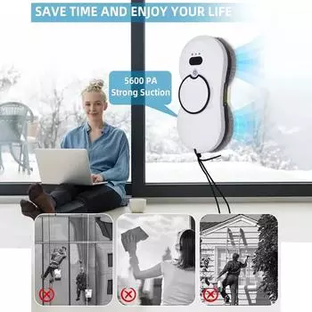 Главная Окна Автоматический спринклерный робот для мытья окон Пылесос с дистанционным управлением Электрический очиститель окон и салфетка для чистки us&Yes белый