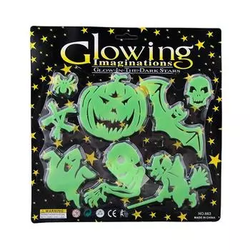 Главная Окно Хэллоуин Светящиеся настенные наклейки Забавная тыква Ведьма Скелет светящиеся в темноте наклейки