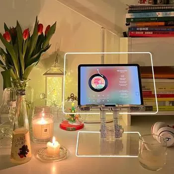 Главная Подъемная стойка для чтения Акриловая книжная полка Телескопическая Прозрачная Регулируемая Складная Подставка для iPad Держатель для планшета