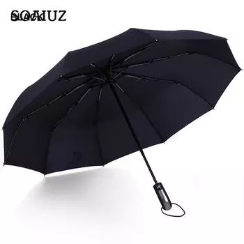 Главная Полезная Мода Высокое Качество 10 Ребер 3 Складки Автоматический Складной Зонт Компактный Зонт Для Путешествий Ветрозащитный Устойчивость к УФ вино красного