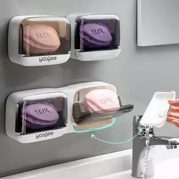 Главная Портативная настенная мыльница для туалета Водонепроницаемый держатель мыла Ящик для хранения в туалете Аксессуары для ванной комнаты