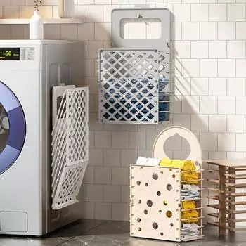 Главная Портативная ванная складная корзина для белья пластиковая настенная подвесная корзина для грязного белья органайзер для хранения корзин
