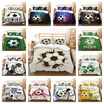 Главная Постельное белье Футбол Принт Постельное белье Комплект Кровати Одеяло Крышки Наволочка Микрофибра Теплое одеяло Чехол Дети UK Single 135x200cm