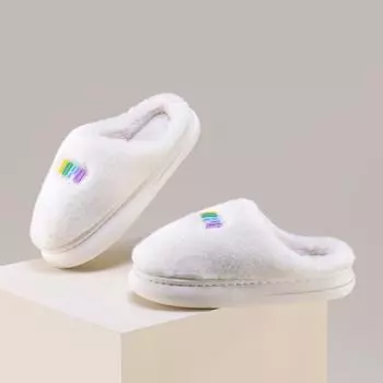 Главная Повседневная скользящая плюшевая обувь Зимняя мода Пары Теплые пушистые горки Комфорт Обувь для спальни 36-37 розовый