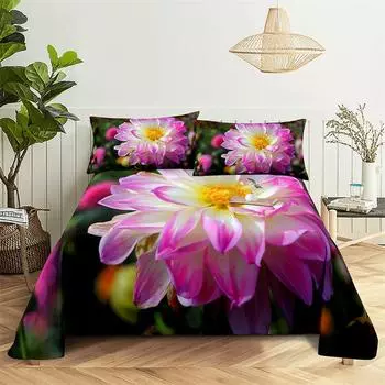 Главная Простыни Розовая маргаритка Односпальная простыня Модный дизайн Цветы Простыни Queen Size Комплект простыней Простыни и наволочки 150X230cm(2Pcs)
