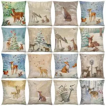 Главная Рождественские чехлы на подушки Рождественские наволочки Merry Christmas Navidad Новый год Рождественский подарок 40x40cm