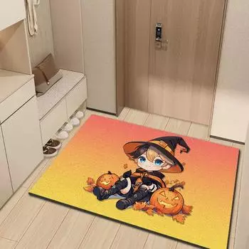 Главная Шелковое кольцо Нескользящий коврик Главная Креативный Хэллоуин Тыква Дверь Пылезащитный коврик Коврик Коврик Коврик Коврик Коврик Коврик 40 * 60cm Silk Circle