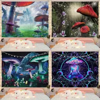 Главная Спальня Гостиная Декор Психоделический Грибной Абстрактное Искусство Гобелен Одеяло Штора 100x75cm