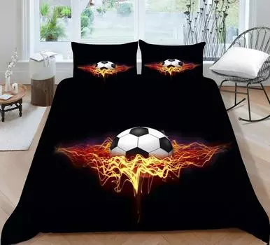 Главная Текстиль 3шт Футбол Постельное белье Красочное одеяло Чехол Комплект Акварельный Чехол Для кровати Теплый наволочник Стиральный удобный Single 135x200cm