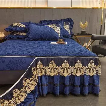 Главная Толстый стеганый покрывало для кровати 3 шт. 2 в 1 Новый стиль Съемный и моющийся покрывало для кровати Зимний бархатный чехол для кровати Нескользящий протектор для матраса 120x200cm 3pcs