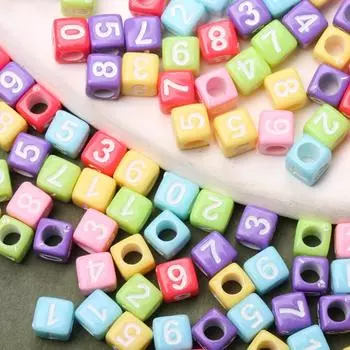 Главная Товары для вечеринок Аксессуары для бисера Ожерелье 5,5 мм DIY Свободные бусины Красочные ювелирные изделия Изготовление кубических бусин Ручная работа Номер 80 шт Браслет-брелок