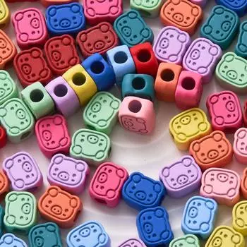 Главная Товары для вечеринок Бисерные аксессуары DIY Головной убор Веревка Украшения ручной работы 5 шт. Поросенок Прямые отверстия Бусины Аксессуары Браслет Сплавные бусины Брелок зелёный