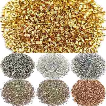 Главная Товары для вечеринок Браслет Поиск DIY 1,5 мм 2 мм цилиндрические бусины с трубчатым концом золото серебряный для поделок для DIY мини-сплавные бусины-разделители 1.5mm