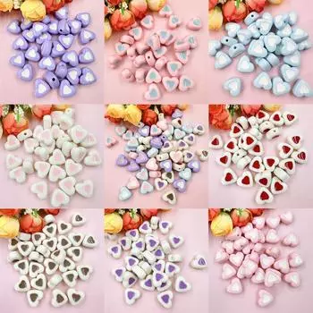 Главная Товары для вечеринок Материалы для бисера Ювелирные изделия Акрил 60 шт. DIY Ювелирные аксессуары для браслета Серьги Изготовление любовного сердца 14,4*12,9 мм Свободные бусины розовый