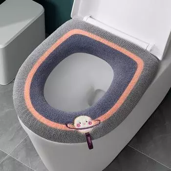Главная Утолщенный коврик для унитаза Четыре сезона Универсальный зимний чехол для унитаза С ручкой Моющиеся коврики для унитаза с рисунком Ободок Подушка