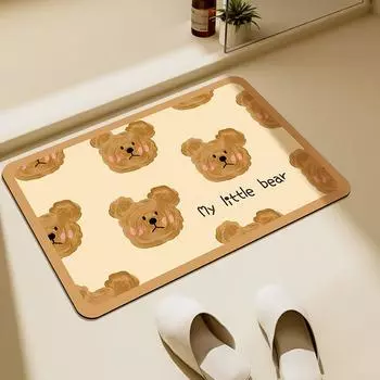 Главная Ванная комната Мягкий технологичный тканевый коврик для пола Нескользящий коврик для двери Противоскользящий коврик для ног Туалет Туалетная дверь Быстросохнущий впитывающий коврик 45*70cm