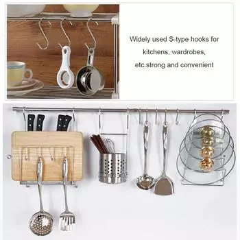 Главная Вечеринка Принадлежности Крючки Крючки Кухня 1шт Подвесные крючки Вешалки S Shaped для дома и офиса Круглые подвесные крючки Вешалки для тяжелых условий эксплуатации M