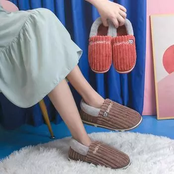 Главная Вельветовые универсальные парные хлопковые тапочки зимние домашние и наружные теплые тапочки для родов нескользящие удобные хлопковые туфли 36-37 красный