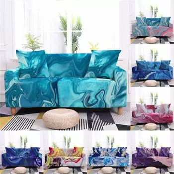 Главная Все включено Эластичный чехол для дивана с мраморной текстурой Пыленепроницаемый эластичный чехол от кашля на 3 сиденья Противообрастающий диван-кресло Декор комнаты 1 seat