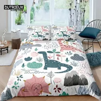 Главная Жизнь Роскошь 3D Динозавр Постельное белье Пододеяльник Наволочка Детский Постельное белье Королева и король Размер EUUSAUUK 70x133cm 2pcs