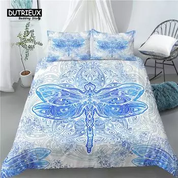 Главная Жизнь Роскошь 3D Стрекоза Принт 2/3 шт Удобный Пододеяльник Наволочка Постельное белье Размер ЕС/США/Австралия EU single(135x200cm)