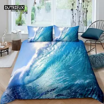 Главная Жизнь Роскошь 3D Surfriding Постельное белье Детский пододеяльник Наволочка Волны Постельное белье Queen и King Размеры ЕС/США/Австралия/Великобритания EU single(135x200cm)