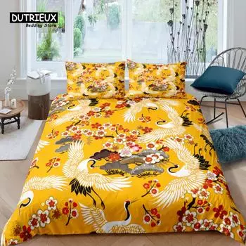 Главная Жизнь Роскошный 3D Crane Постельное белье Комплект Удобный Пододеяльник Наволочка Детский Постельное белье Размеры Queen и King EU/US/AU/UK EU single(135x200cm)