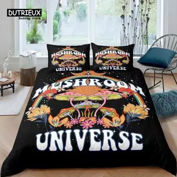 Главная Жизнь Роскошный 3D Грибной комплект постельного белья Луна Пододеяльник Наволочка Queen и King Размер EU/US/AU/UK Одеяло Постельное белье EU single(135x200cm)