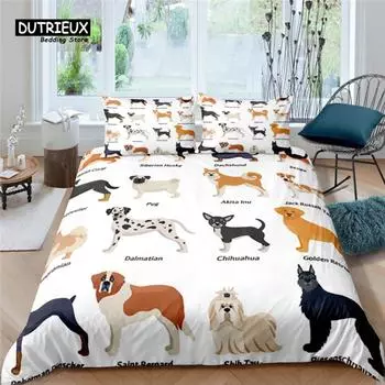Главная Жизнь Роскошный 3D комплект постельного белья для домашних животных и собак Удобный комплект пододеяльников Детский комплект постельного белья Queen и King Размеры ЕС/США/Австралия/Великобритания EU single(135x200cm)