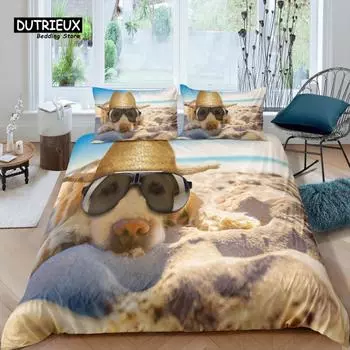 Главная Жизнь Роскошный 3D комплект постельного белья для собак Пододеяльник Комплект наволочек Детский комплект постельного белья Queen и King Размеры ЕС/США/Австралия/Великобритания EU single(135x200cm)
