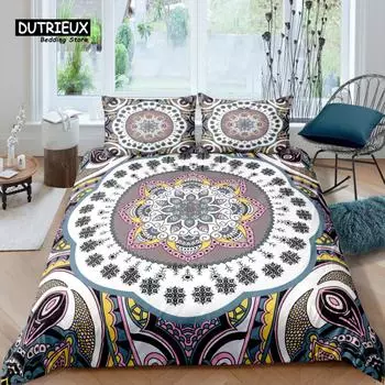 Главная Жизнь Роскошный 3D Мандала Постельное белье Комплект пододеяльников Наволочки Детский комплект постельного белья Queen и King Размеры ЕС/США/Австралия/Великобритания EU single(135x200cm)