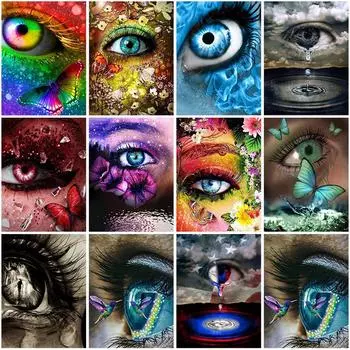 Глаз бабочка DIY 5D алмазная живопись полный круглый смолы мультфильм Алмазная вышивка крестиком стразы мозаика домашний декор Full Round 20x30CM