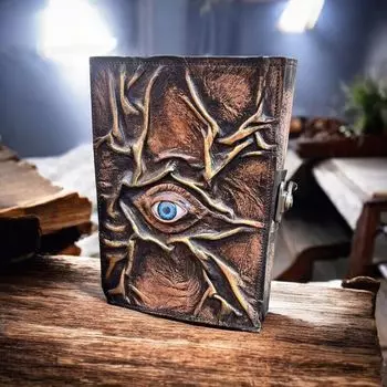 Глаз Кожаный дневник Блокнот Альбом для рисования Винтажная антикварная бумага Декл, Книга теней, Жуткий Гримуар Колдовство 5x7Дневник 7 x 5 in