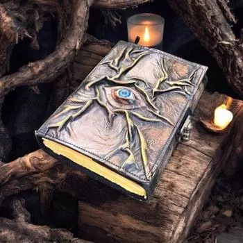 Глаз Кожаный дневник Блокнот Альбом для рисования Винтажная антикварная бумага Декл, Книга теней, Жуткий Гримуар Колдовство 5x7Дневник 7 x 5 in