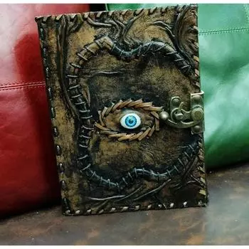 Глаз Кожаный дневник Блокнот Скетчбук Винтаж Антикварная Декле Бумага, Книга Теней, Жуткий Подарок на Хэллоуин, Колдовство 7 x 5 in