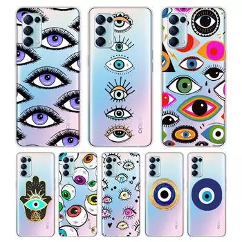 Глаз синий злой глаз принт для OPPO Reno7 SE 6 5 ZF 4G 5G Find X2 X3 Neo Lite Pro Plus прозрачный мягкий чехол для телефона Coque OPPO Reno5 F 4G