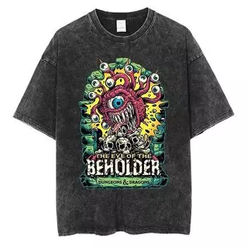 ГЛАЗ СМОТРЯЩЕГО Готическая футболка с графическим принтом Мода Мужчины Женщины Уличная одежда Хлопок Винтаж Оверсайз Черные футболки S