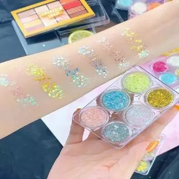 Глаза Блестящий Макияж для вечеринки Блестящий Красочный Макияж для лица Глаза Губы Тело Блестящий Вспышка Сценический Макияж Тени для век Фестивальный Макияж для глаз