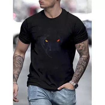 Глаза Черной Пантеры: простые, модные, персонализированные, круглый вырез, короткий рукав, повседневный дух, летний принт XS