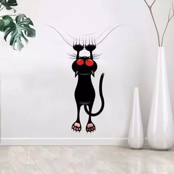 Глаза кошки, матовая поверхность, украшение на стену автомобиля, самоклеящаяся противоскользящая, съемная наклейка, отличная липкость чёрный