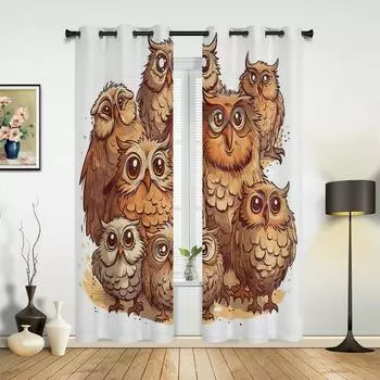 Глаза совы и милые когти животные, занавески для окон, занавеска для гостиной, современная спальня, кухня, домашний декор, шторы W135 x H60cm