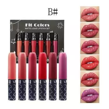 Глазурь для губ из рыбьей чешуи с шестью бриллиантами, перламутровый оттенок телесного цвета, волшебный блеск для губ, водостойкий и нелегко опадающий, набор помад для макияжа #1