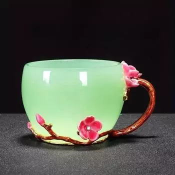 Глазурованная стеклянная чашка в винтажном стиле с ручкой — идеально подходит для всех сезонов Идеально подходит для домашнего декора и подарков 1 шт. 150ML