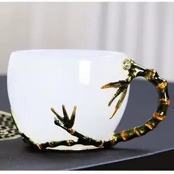 Глазурованная стеклянная чашка в винтажном стиле с ручкой — идеально подходит для всех сезонов Идеально подходит для домашнего декора и подарков 1 шт. 150ML